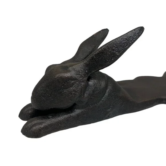 Antique Vintage Style Cast Iron Door Stop Rabbit Hare Wedge Rustic Black $15 - Picture 4 of 11